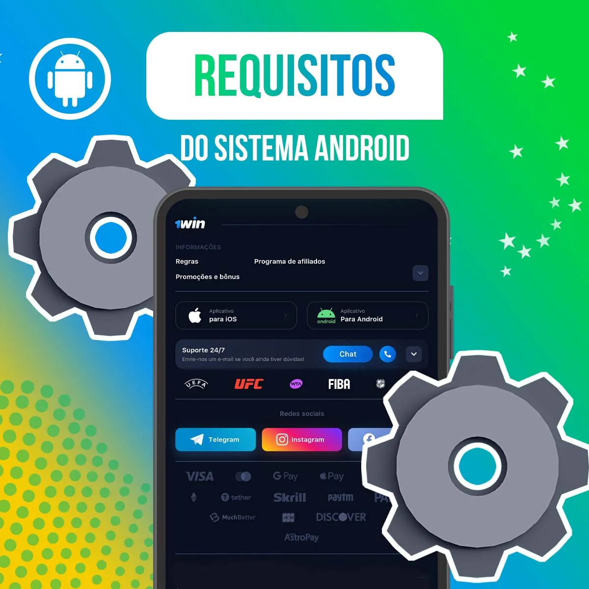 Requisitos para instalar o aplicativo 1win no Android