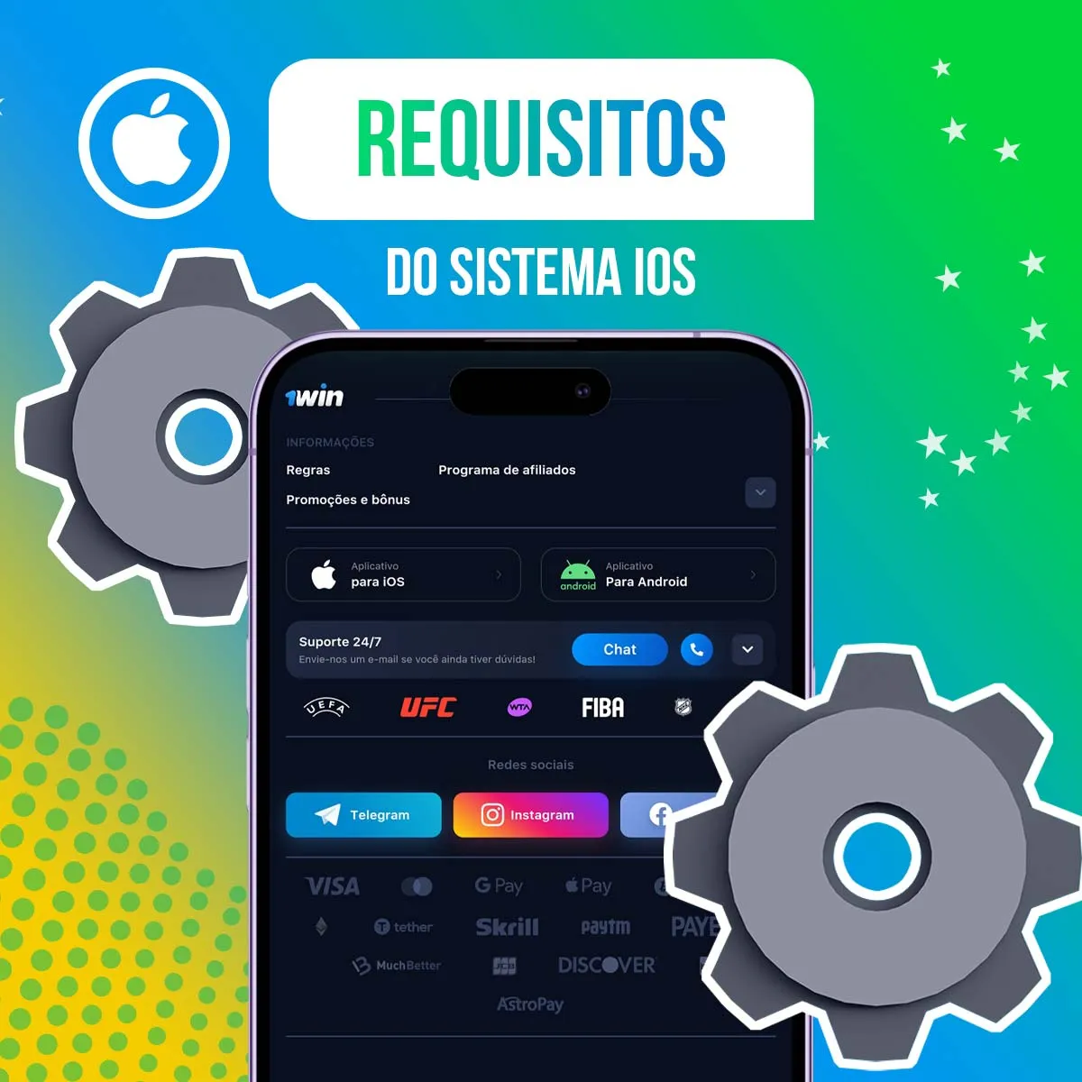 Requisitos para instalar o aplicativo 1win no iOS