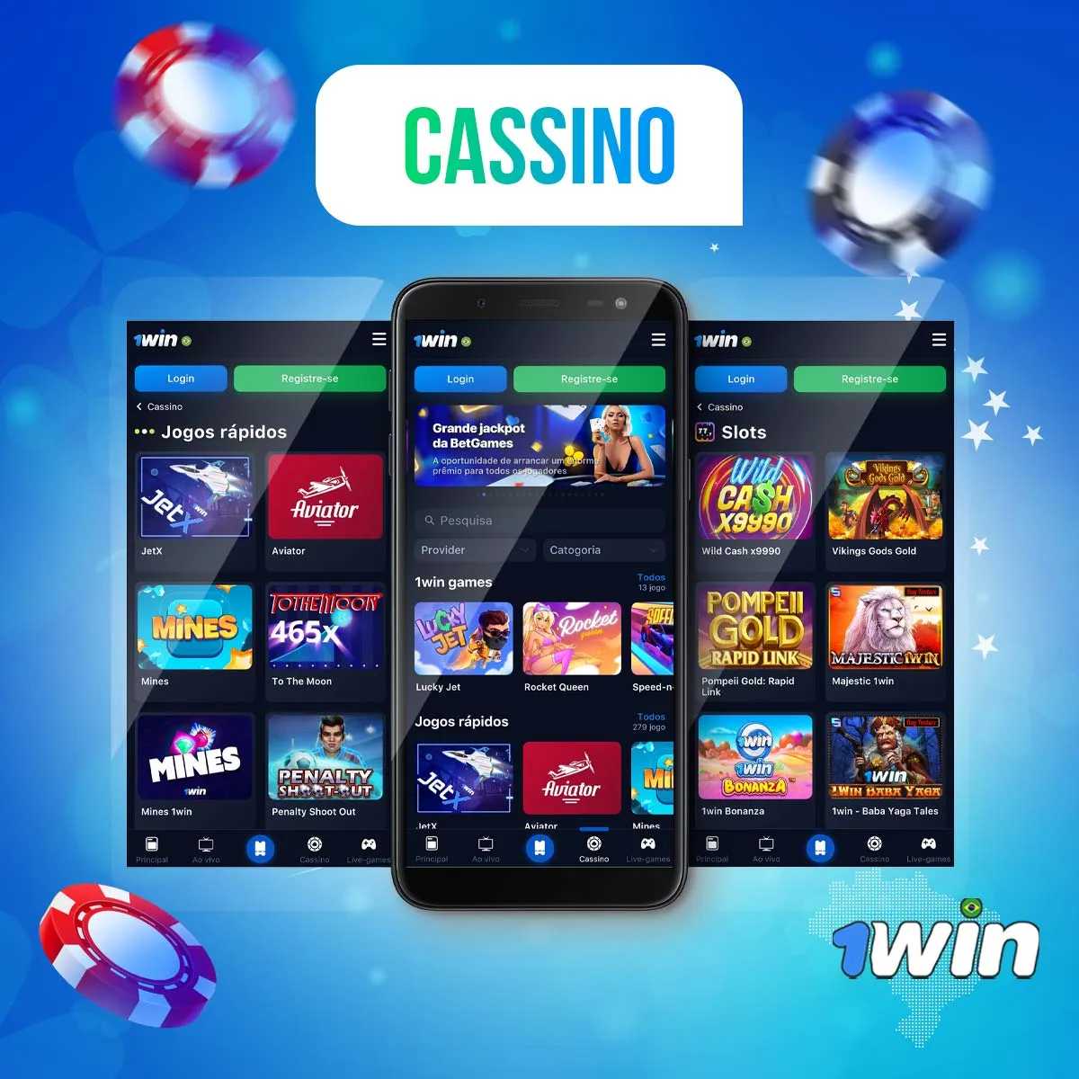 Avaliação do cassino com o aplicativo móvel da 1win no Brasil