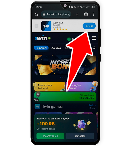 Passo 2 da instalação do aplicativo 1win