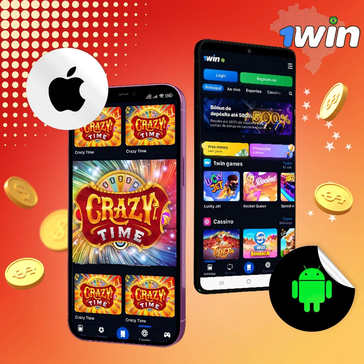 Como faço para baixar e instalar o aplicativo móvel 1Win no meu dispositivo Android e iOS no Brasil?