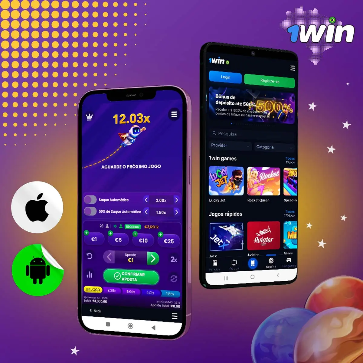 Como faço para baixar e instalar o aplicativo móvel 1Win no meu dispositivo Android e iOS no Brasil?