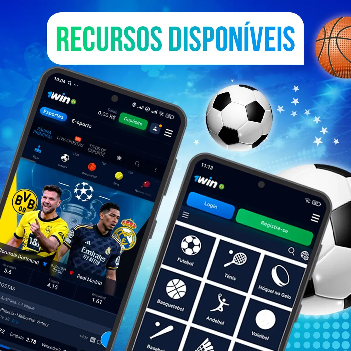Funções disponíveis para apostas no aplicativo 1win Sports