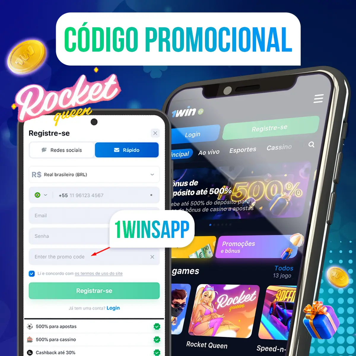 Código promocional 1Win Rocket Queen